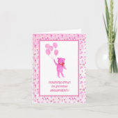 水色ピンクの女の子テディベア祖父母カード カード (正面)