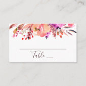 水色ピンクの桃の結婚フローラ。秋葉 プレイスカード (正面)