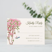 水色ピンクの植物 出欠カード (スタンド正面)