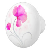 水色ピンクの灰色のワイルドフラワーアートドアノブ セラミックノブ (右)