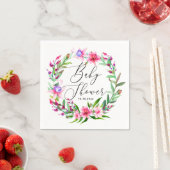 水色ピンクの熱帯フローラハワイのベビーシャワー スタンダードカクテルナプキン (インサイチュ)