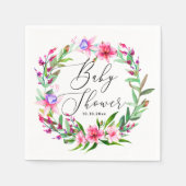 水色ピンクの熱帯フローラハワイのベビーシャワー スタンダードカクテルナプキン (正面)