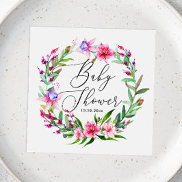 水色ピンクの熱帯フローラハワイのベビーシャワー スタンダードカクテルナプキン