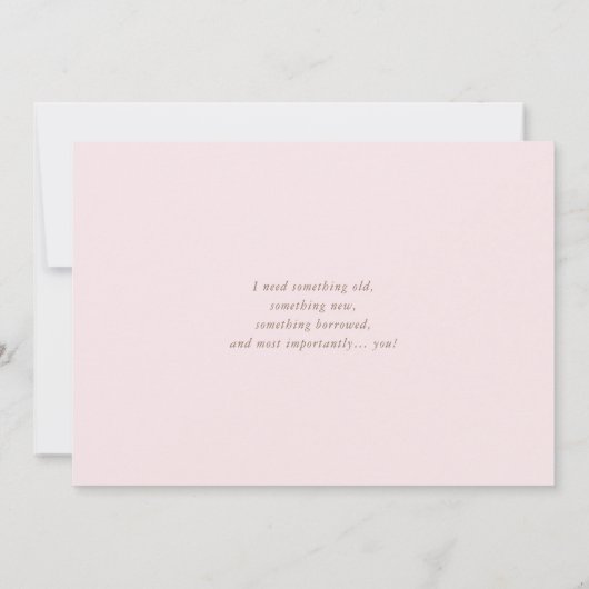 水色ピンクの牡丹は私のジュニアの花嫁のメイドである 招待状 (裏面)