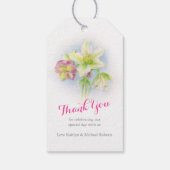 水色ピンクの緑のヘレボレス結婚式のギフトタグ ギフトタグ (裏面)