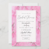 水色ピンクの緑の蘭の花のブライダルシャワー 招待状 (正面)