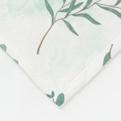 水色ピンクの花と緑の枝の植物 フリースブランケット (角)