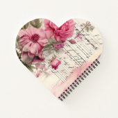 水色ピンクの花みすぼらしいシック ノートブック (裏面)