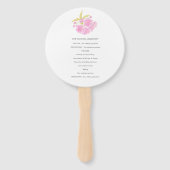 水色ピンクの花婚式プログラムファン ハンドファン (裏面)