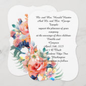 水色ピンクの花結婚のカード (正面/裏面)