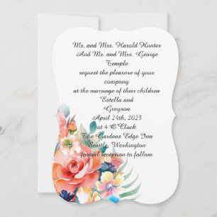 水色ピンクの花結婚のカード