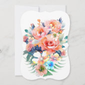 水色ピンクの花結婚のカード (裏面)