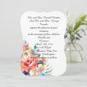 水色ピンクの花結婚のカード (スタンド正面)