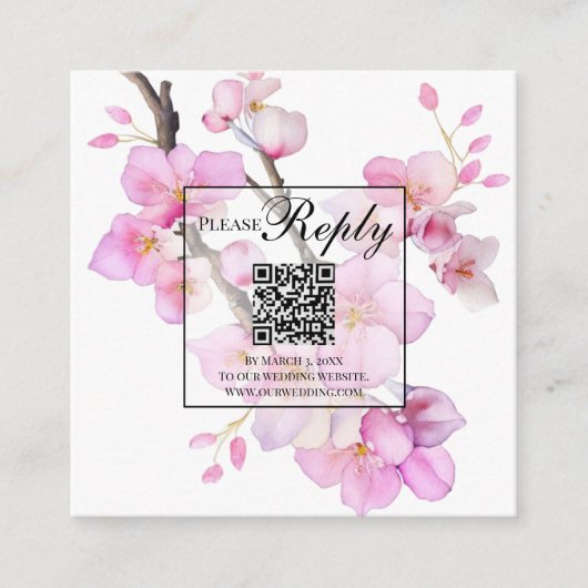 水色ピンクの花 エンクロージャーカード (正面)