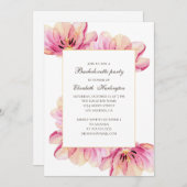 水色ピンクの花。フローラバチェロレッテ 招待状 (正面/裏面)