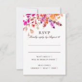 水色ピンクの花。フローラ庭園の結婚式 出欠カード (正面)