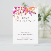 水色ピンクの花。フローラ庭園の結婚式 出欠カード (スタンド正面)
