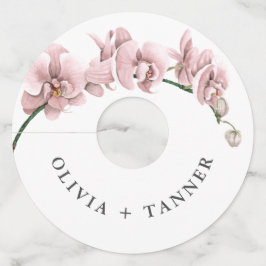 水色ピンクの蘭トロピカルズ結婚ズ ワイングラスタグ