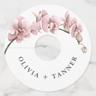 水色ピンクの蘭トロピカルズ結婚ズ ワイングラスタグ