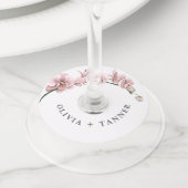 水色ピンクの蘭トロピカルズ結婚ズ ワイングラスタグ (クローズアップ)
