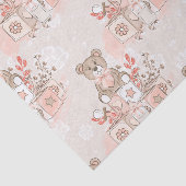 水色ピンクの赤ちゃん女の子テディベアブロック 薄葉紙 (詳細)