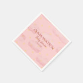 水色ピンクの雲と星ガールベビーシャワー スタンダードカクテルナプキン (角)