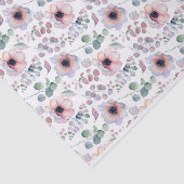 水色ピンクアネモンとユーカリ模様 薄葉紙 (詳細)