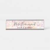 水色ピンクイエロースクリプト署名名プレート デスクネームプレート (正面)