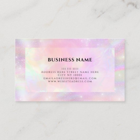 水色ピンクエレガントのホロフェミニングラガーリーフィー 名刺 (裏面)
