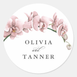 水色ピンクオーキッドトロピカルパラダイス結婚ズ ラウンドシール