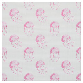 水色ピンククラゲビーチデザイン ファブリック