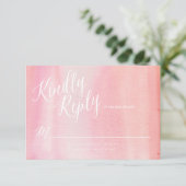 水色ピンクグラデーションの応答カード 出欠カード (スタンド正面)