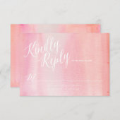 水色ピンクグラデーションの応答カード 出欠カード (正面/裏面)