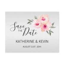 水色ピンクグレーフローラ結婚式の日付を保存