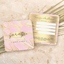水色ピンクゴールドフォイルギフト証明書グリッター