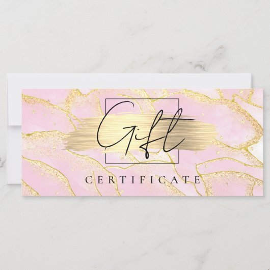 水色ピンクゴールドフォイルギフト証明書券 (正面)
