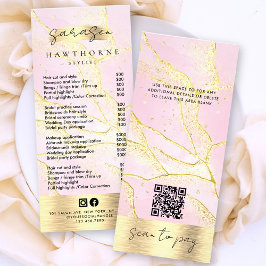 水色ピンクゴールドフォイル価格リストスキャンペイQR ラックカード