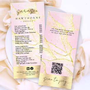 水色ピンクゴールドフォイル価格リストスキャンペイQR ラックカード