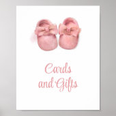 水色ピンクシューズ赤ちゃんシャワーカードとギフト ポスター (正面)