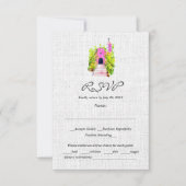 水色ピンクチャペルメキシコウェディングRSVPカード サンキューカード (正面)