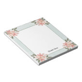 水色ピンクチーリー植物学パーソナライズされた ノートパッド (アングル)