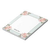 水色ピンクチーリー植物学パーソナライズされた ノートパッド (回転)