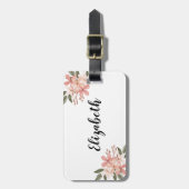 水色ピンクチーリー植物学パーソナライズされた ラゲッジタグ (正面縦)
