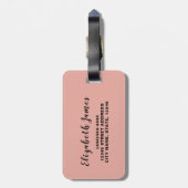水色ピンクチーリー植物学パーソナライズされた ラゲッジタグ (裏面縦)