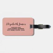 水色ピンクチーリー植物学パーソナライズされた ラゲッジタグ (裏面横)