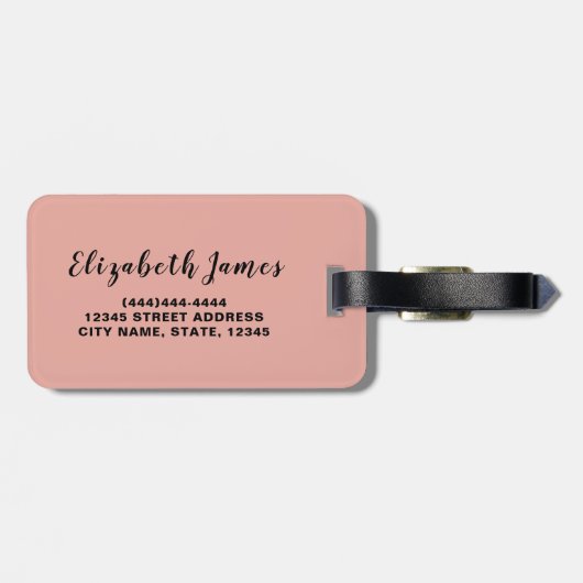 水色ピンクチーリー植物学パーソナライズされた ラゲッジタグ (裏面横)