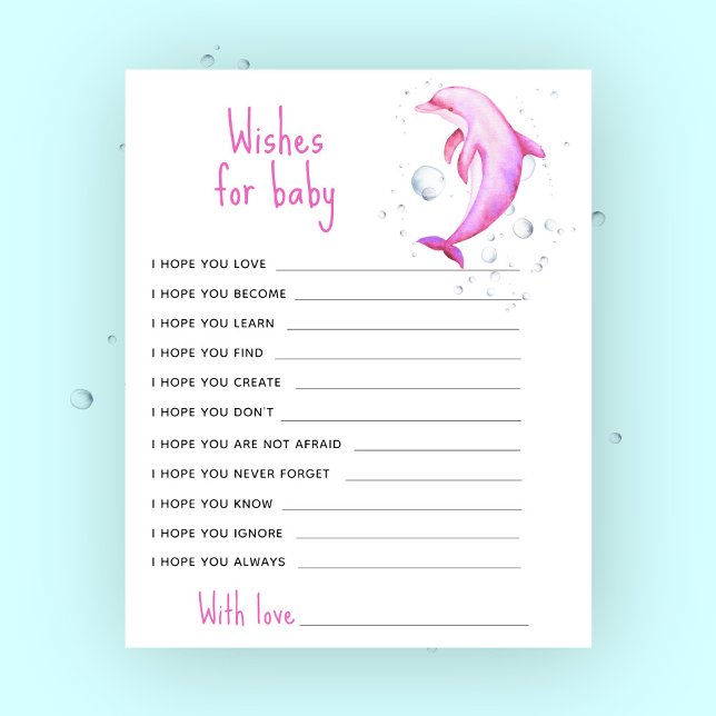 水色ピンクドルフィン – ベビー用祈りの言葉 (クリエイターアップロード済み)