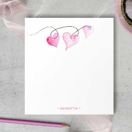 水色ピンクハートパーソナライズされた文房具なし ノートパッド