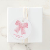 水色ピンクハート弓女の赤ちゃんシャワー フェイバータグ (インサイチュ)