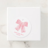 水色ピンクハート弓女の赤ちゃんシャワー フェイバータグ (インサイチュ)